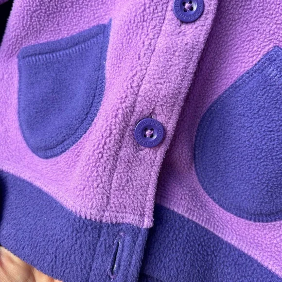 Patagonia Purple Fleece Elf Hood Jacket Elbow Patches Size 3T Baby Toddler - Picture 4 of 10